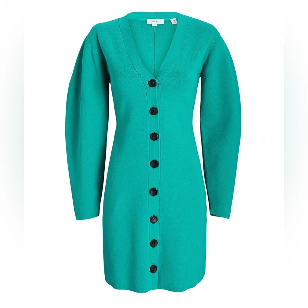 A.L.C. Knit Nate Button down puff sleeve dress XS - Picture 3 of 9